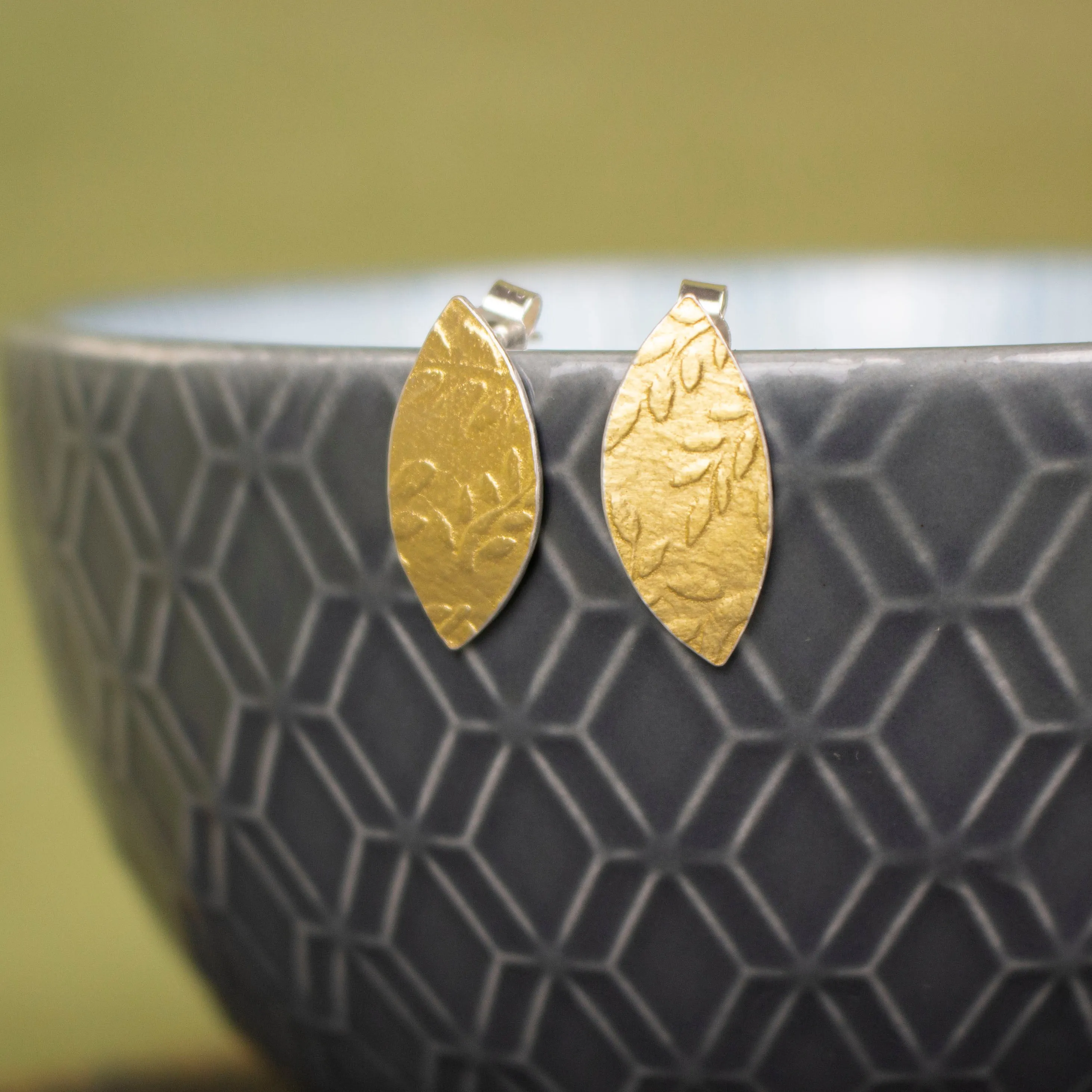 Golden Leaf Petal Stud Earrings