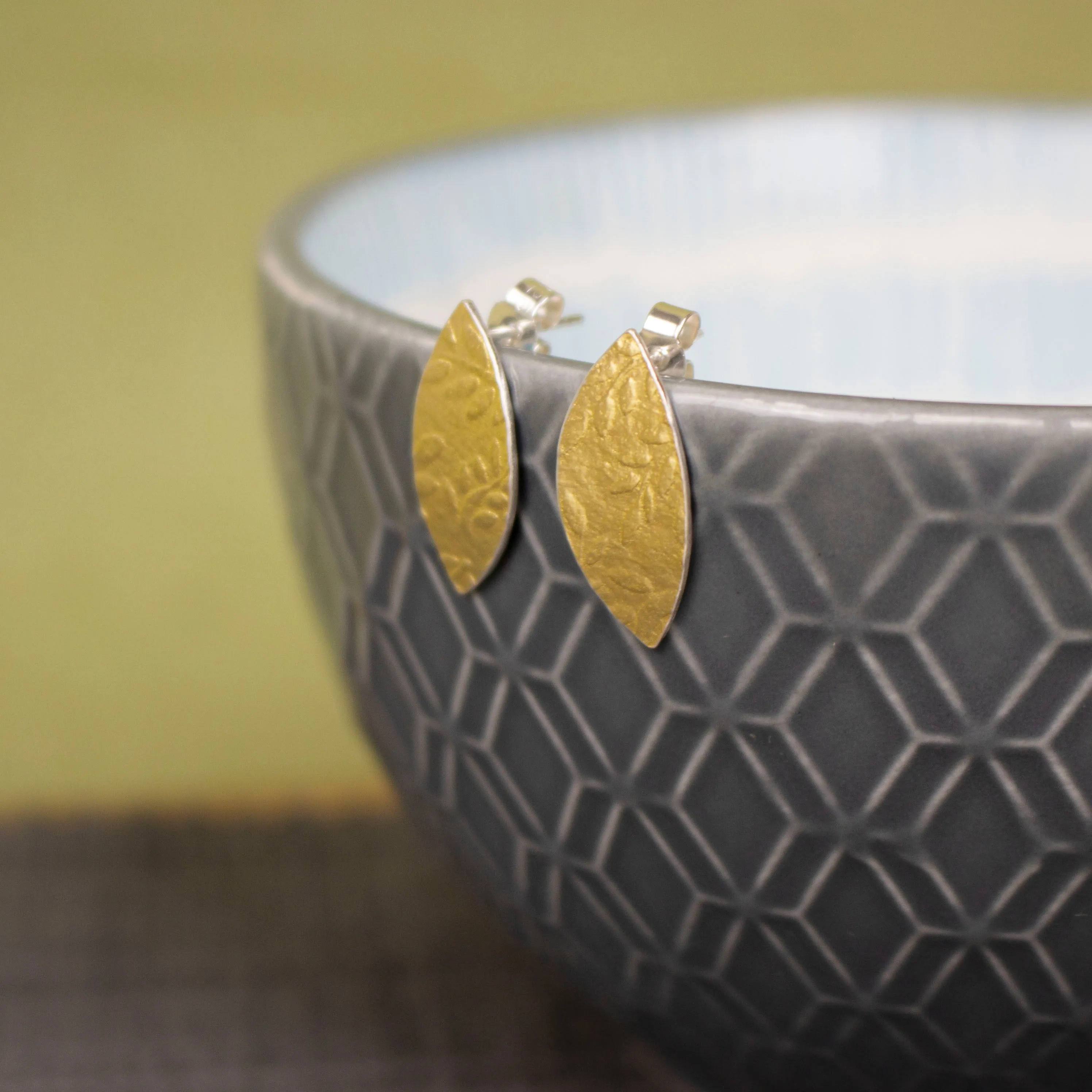 Golden Leaf Petal Stud Earrings