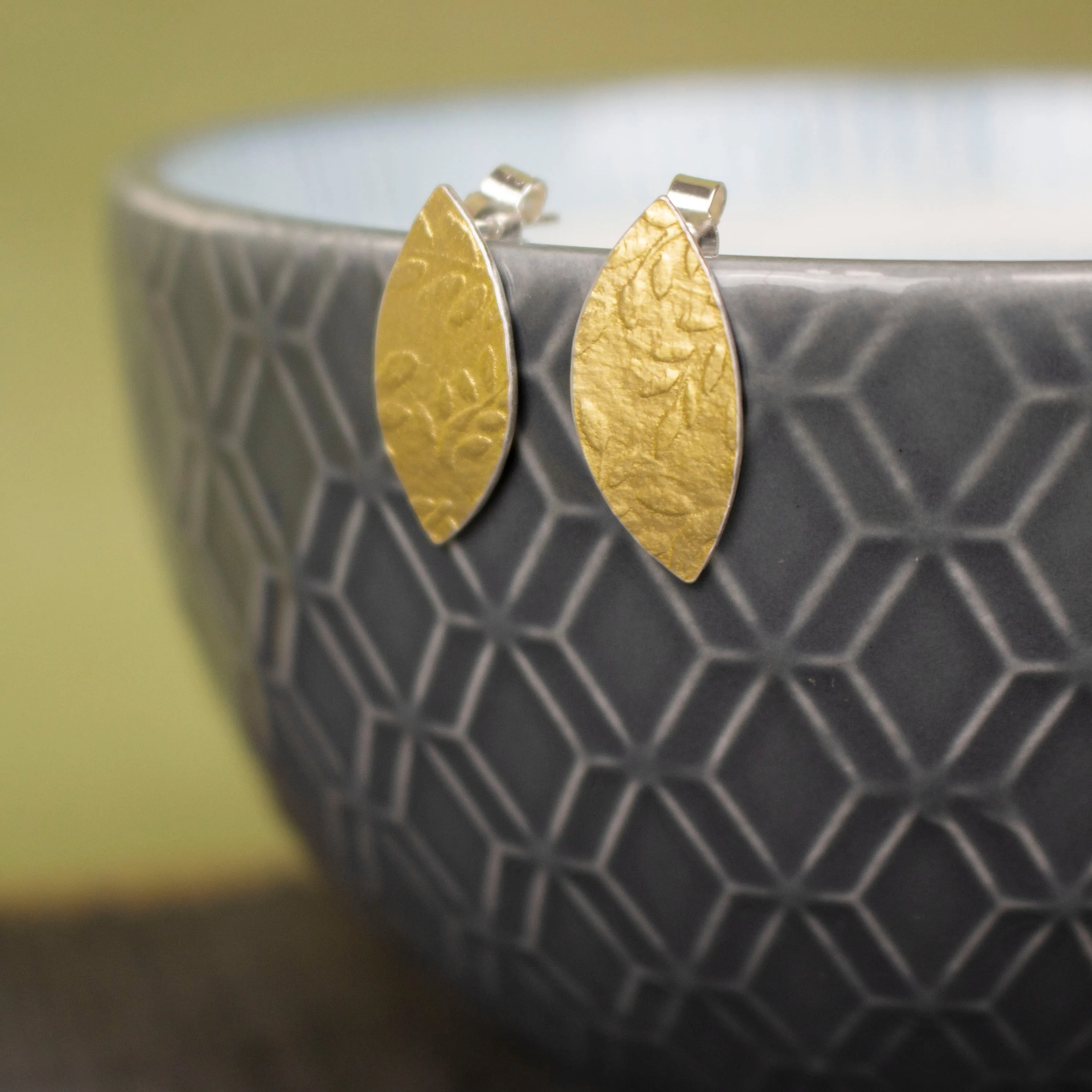 Golden Leaf Petal Stud Earrings