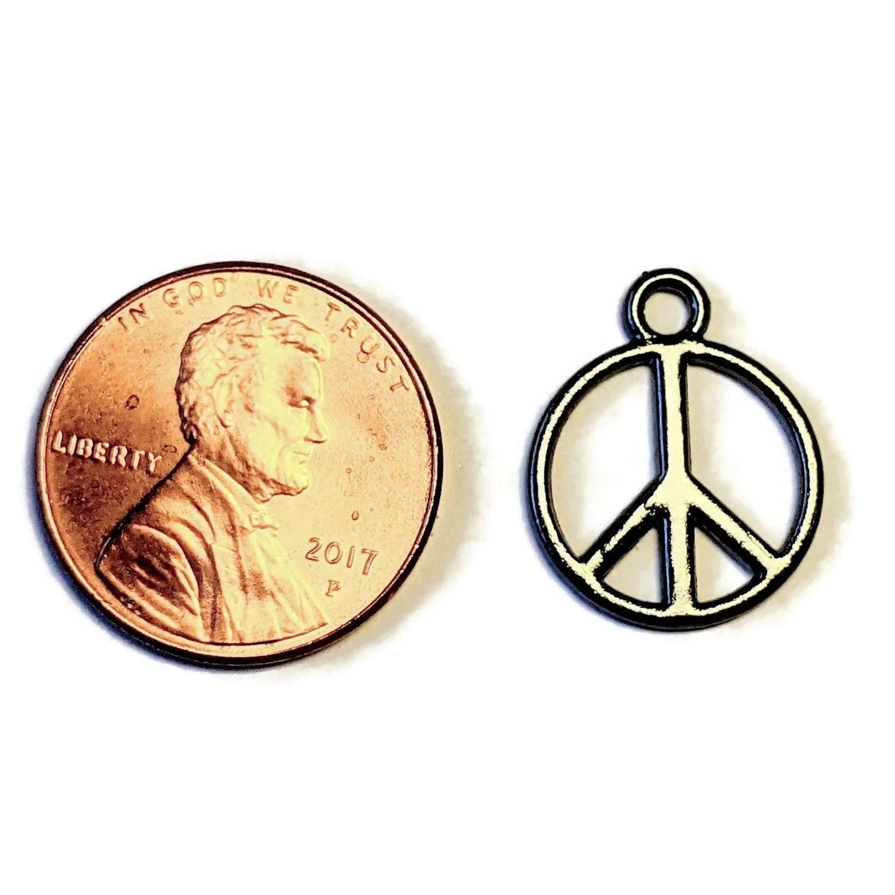 Gunmetal Peace Sign Charm