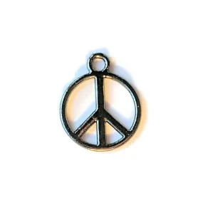Gunmetal Peace Sign Charm