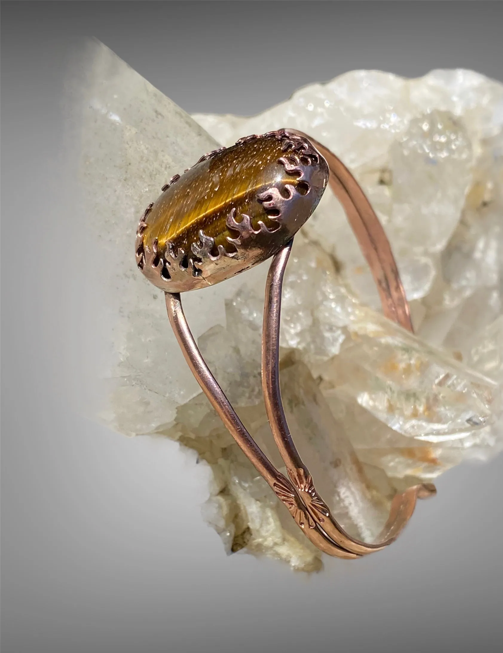 Handmade Copper Tiger Eye Cuff
