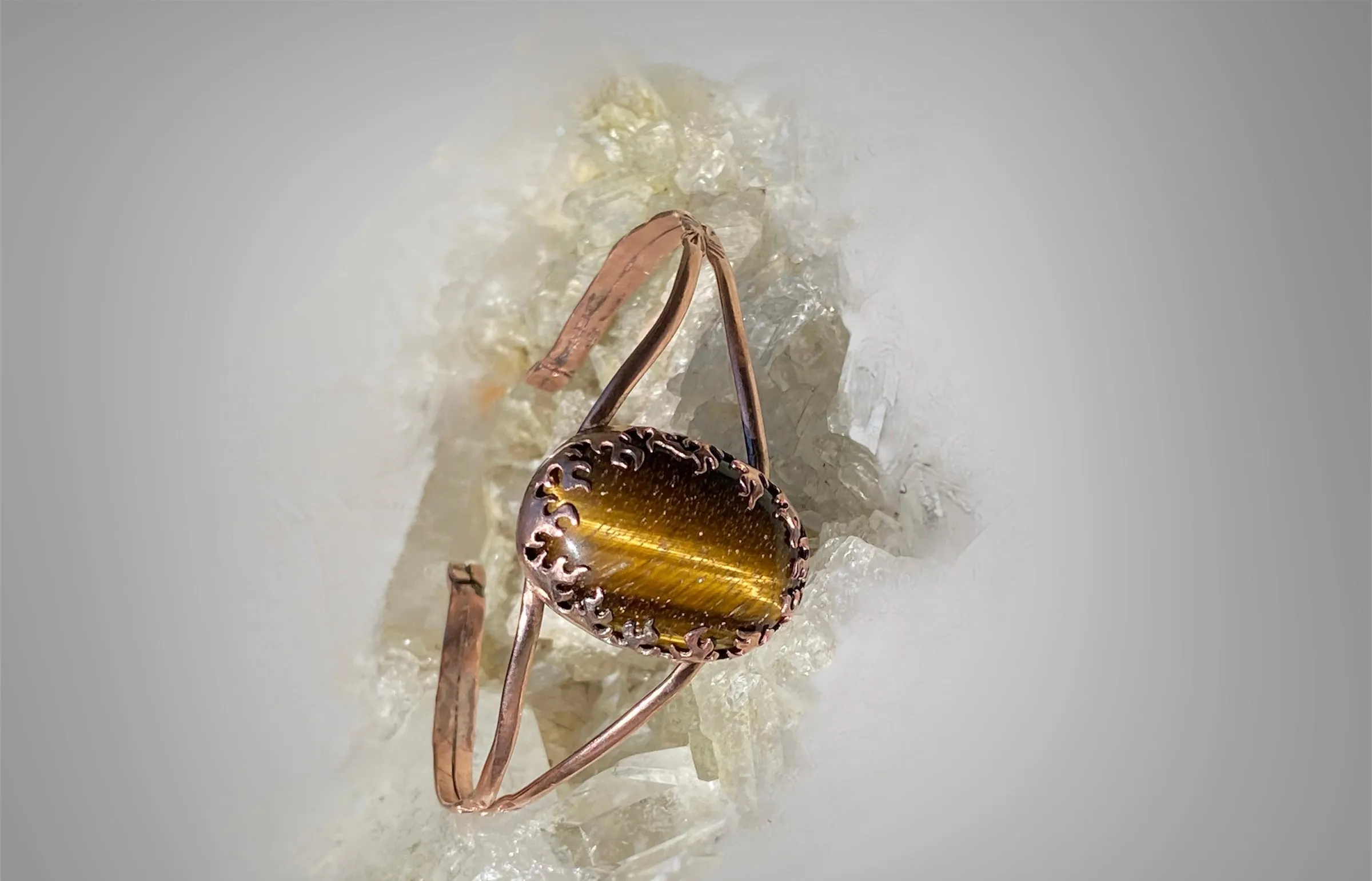 Handmade Copper Tiger Eye Cuff