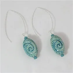 Handmade Fair Trade Bead  Aqua Earrings Dangling Style