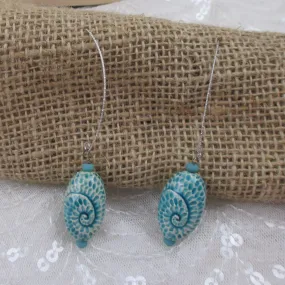 Handmade Fair Trade Bead  Aqua Earrings Dangling Style