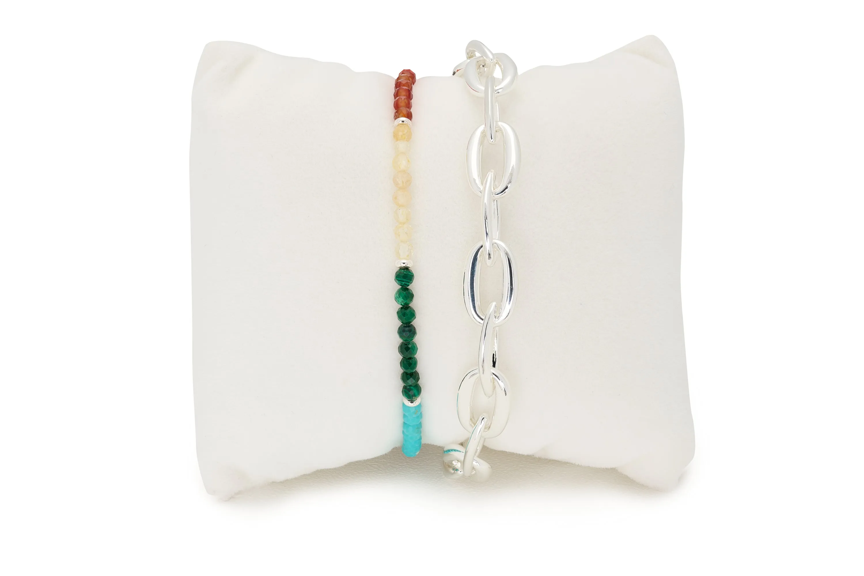 Harlequin 2 Layer Gemstone Bracelet Stack