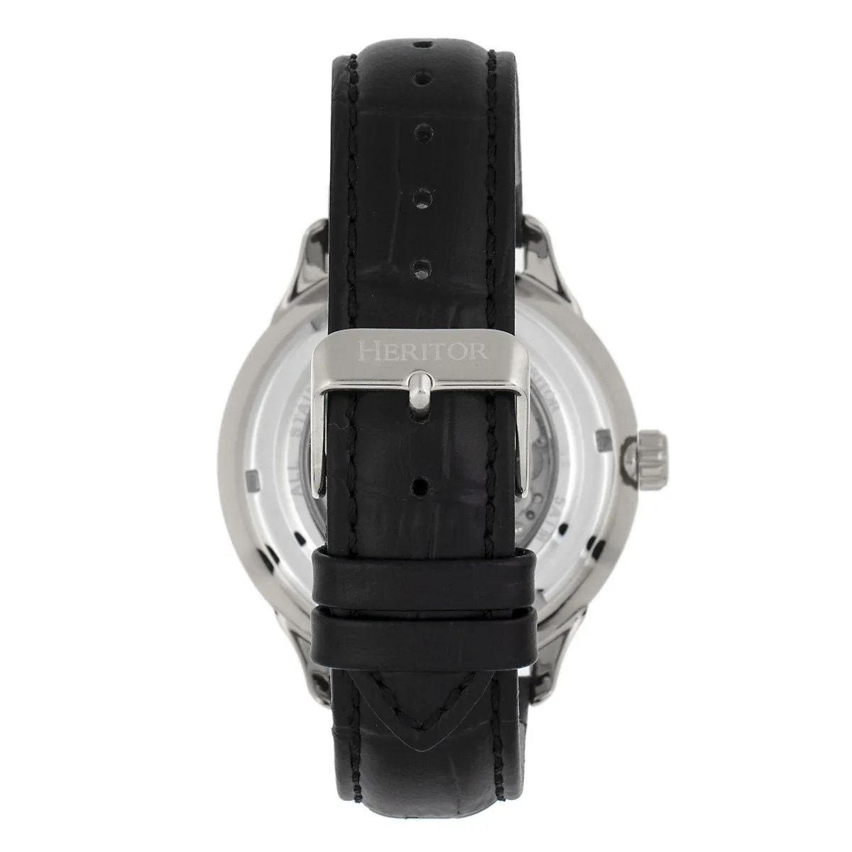Heritor Automatic Harding Semi-Skeleton Leather-Band Watch