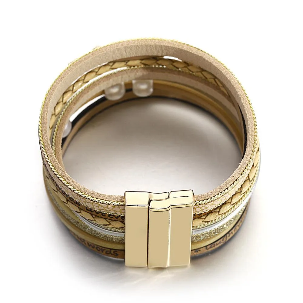 'Inspired Heart' Charm Cuff Bracelet - khaki