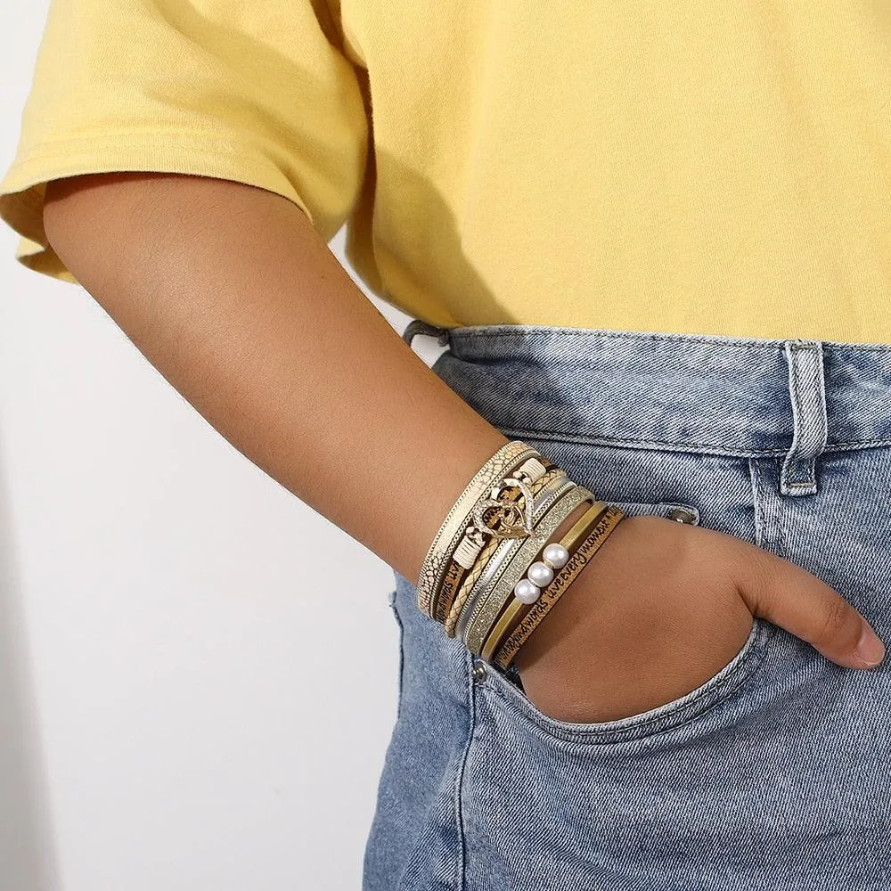 'Inspired Heart' Charm Cuff Bracelet - khaki