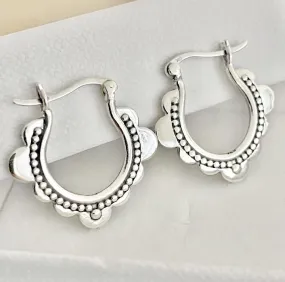 Laihas Prestige Bohemian Flower Sterling Silver Hoop Earrings