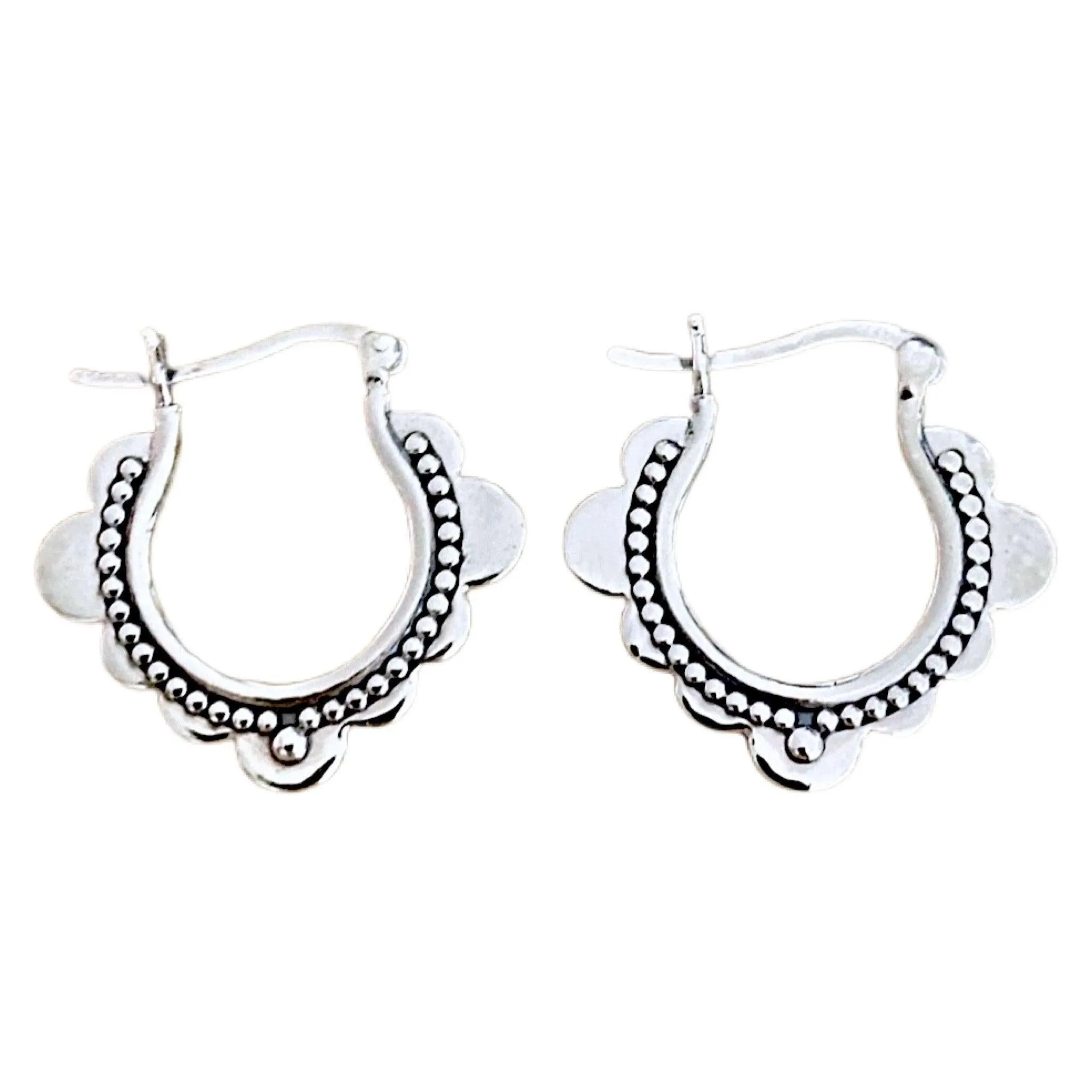 Laihas Prestige Bohemian Flower Sterling Silver Hoop Earrings