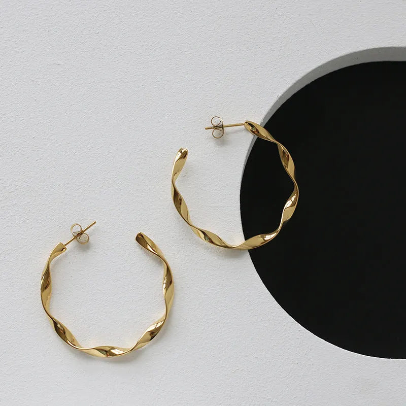 Large 40mm Curved Shape Hoop Earrings