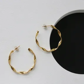 Large 40mm Curved Shape Hoop Earrings