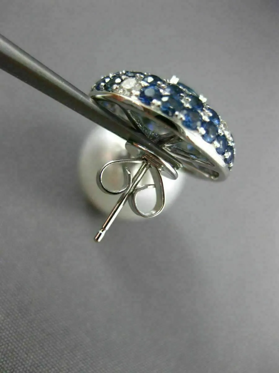 LARGE 5.84CT DIAMOND AAA SAPPHIRE & SOUTH SEA PEARL 18KT WHITE GOLD 3D EARRINGS