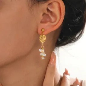Leaf Pearl Gold Earrings