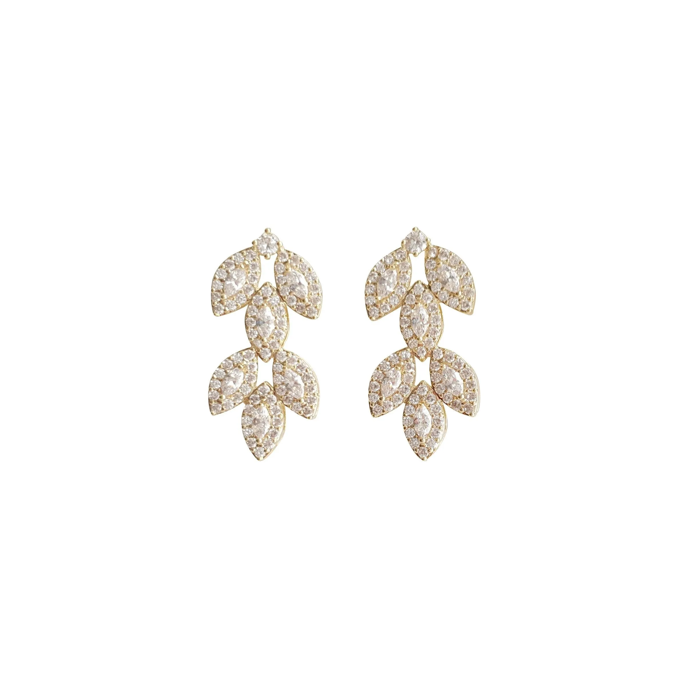 Leaf Stud Earrings Silver- Abby