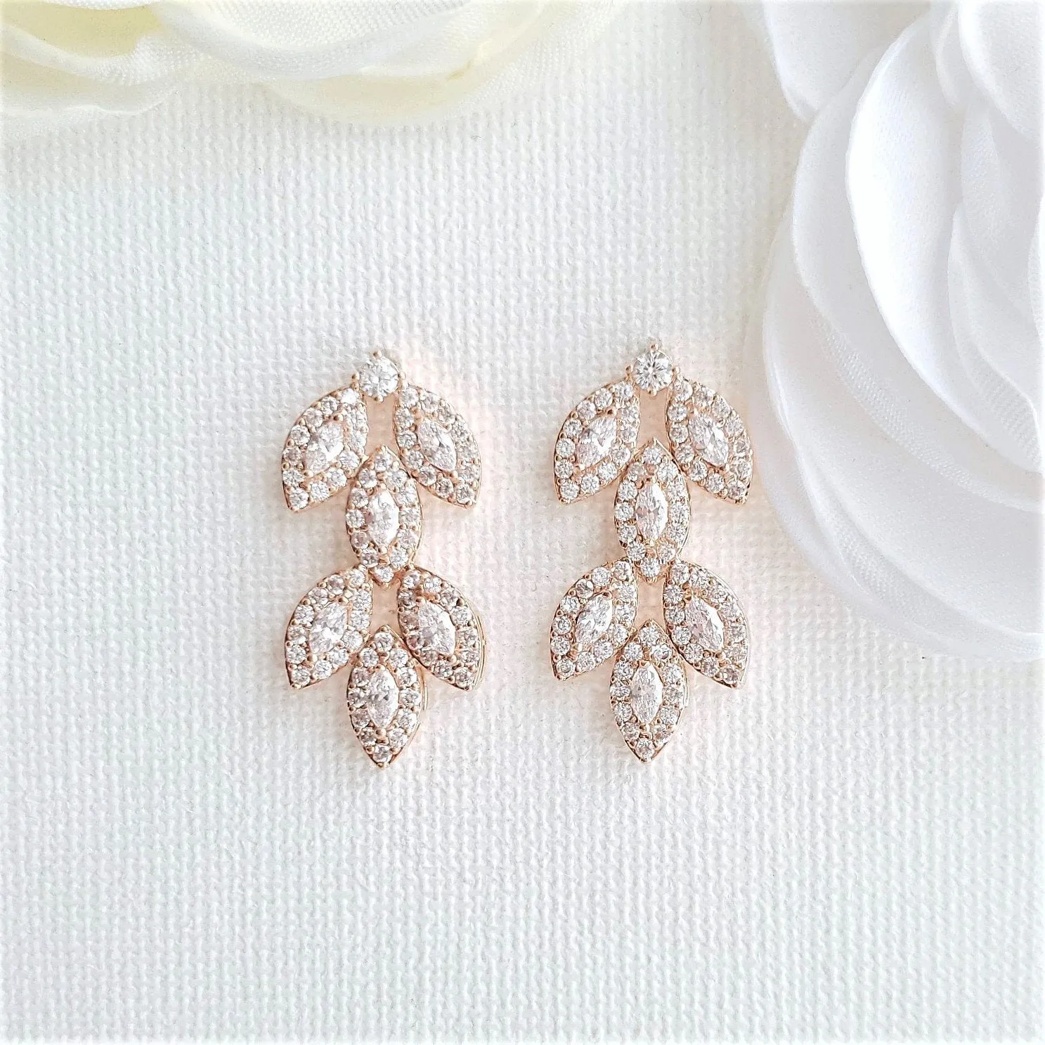 Leaf Stud Earrings Silver- Abby