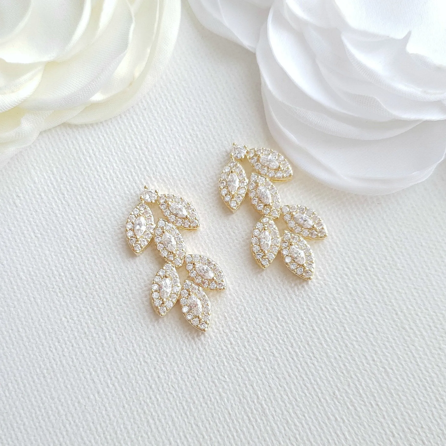 Leaf Stud Earrings Silver- Abby