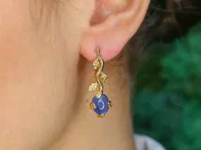 Long Blue Earrings - Natural Tanzanite Earrings, Blue Leaf Earrings