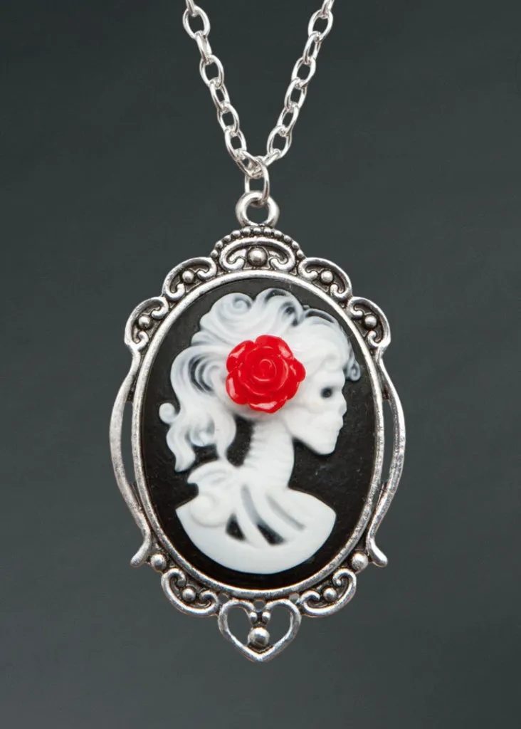 Love You To Death Skull Cameo Necklace