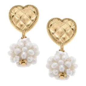 Lucinda Pearl Cluster Quilted Earrings