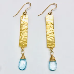 Malibu Earrings - 18k Gold and Aquamarine Gemstone Earrings