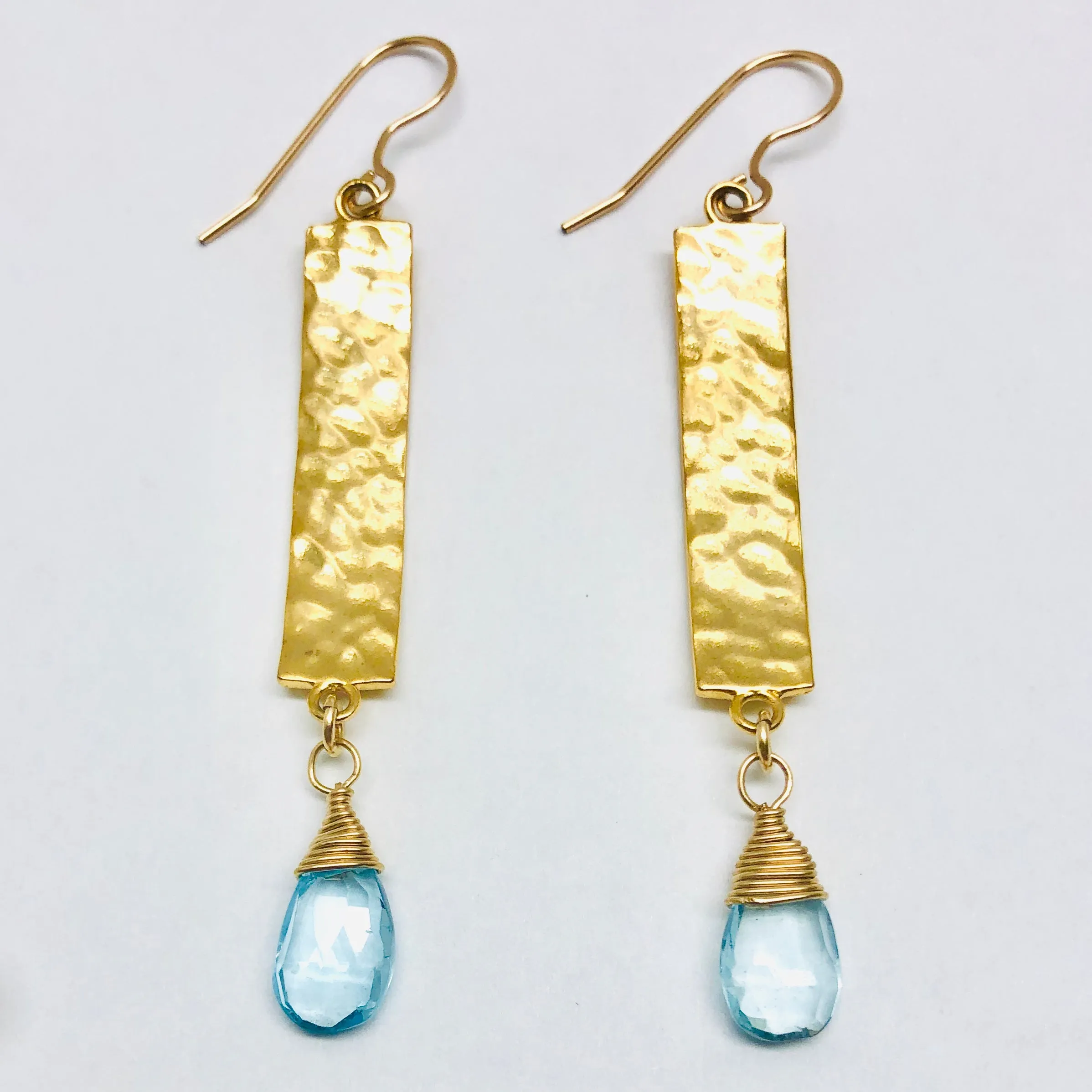 Malibu Earrings - 18k Gold and Aquamarine Gemstone Earrings