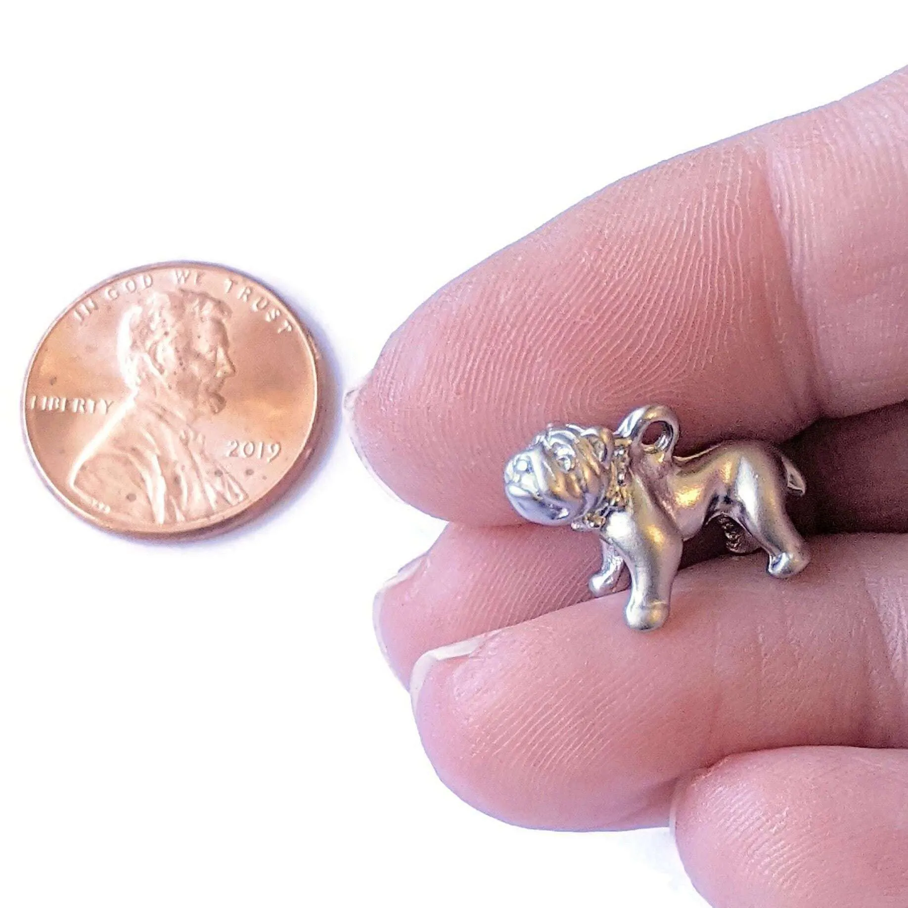 Matte Rhodium English Bulldog Charm