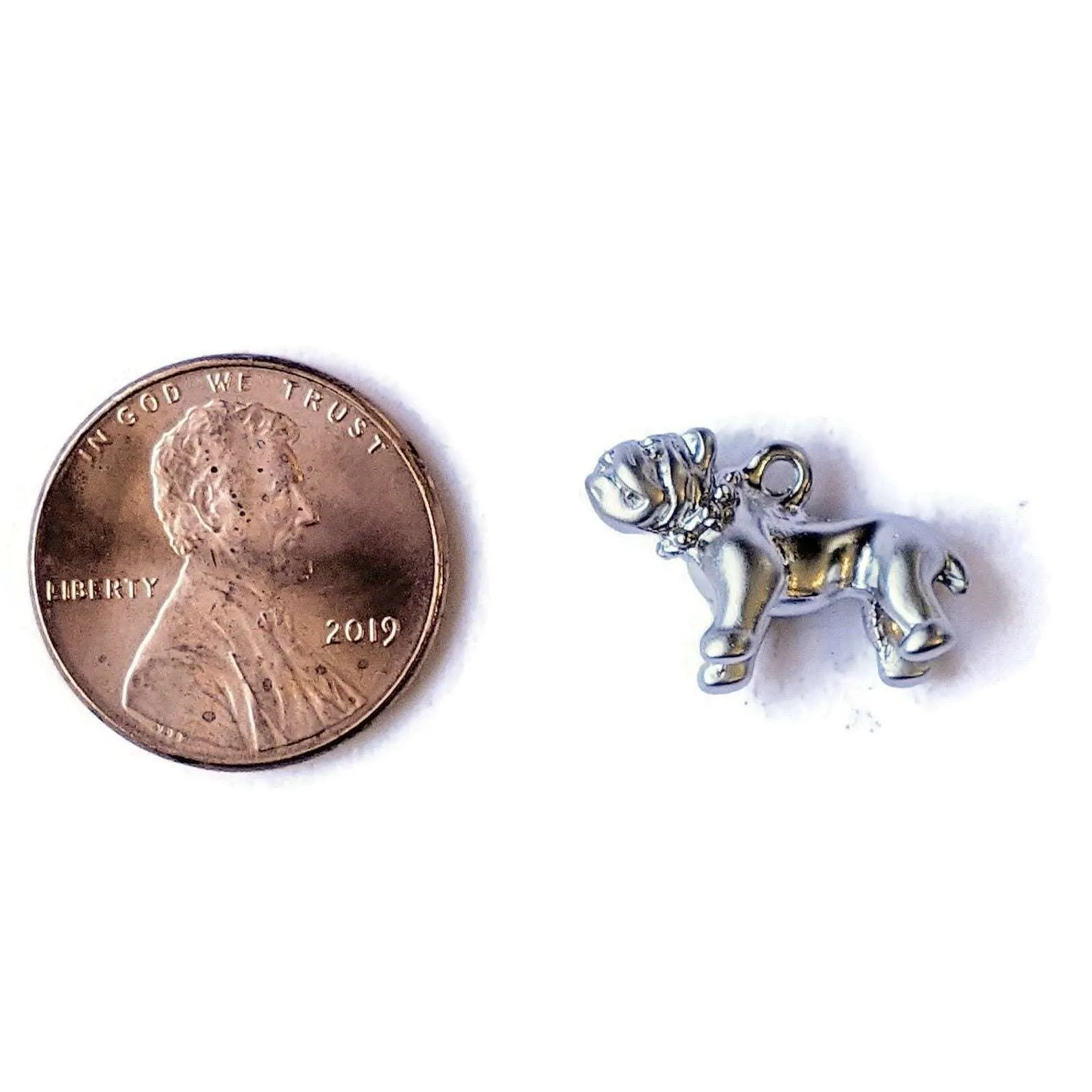 Matte Rhodium English Bulldog Charm