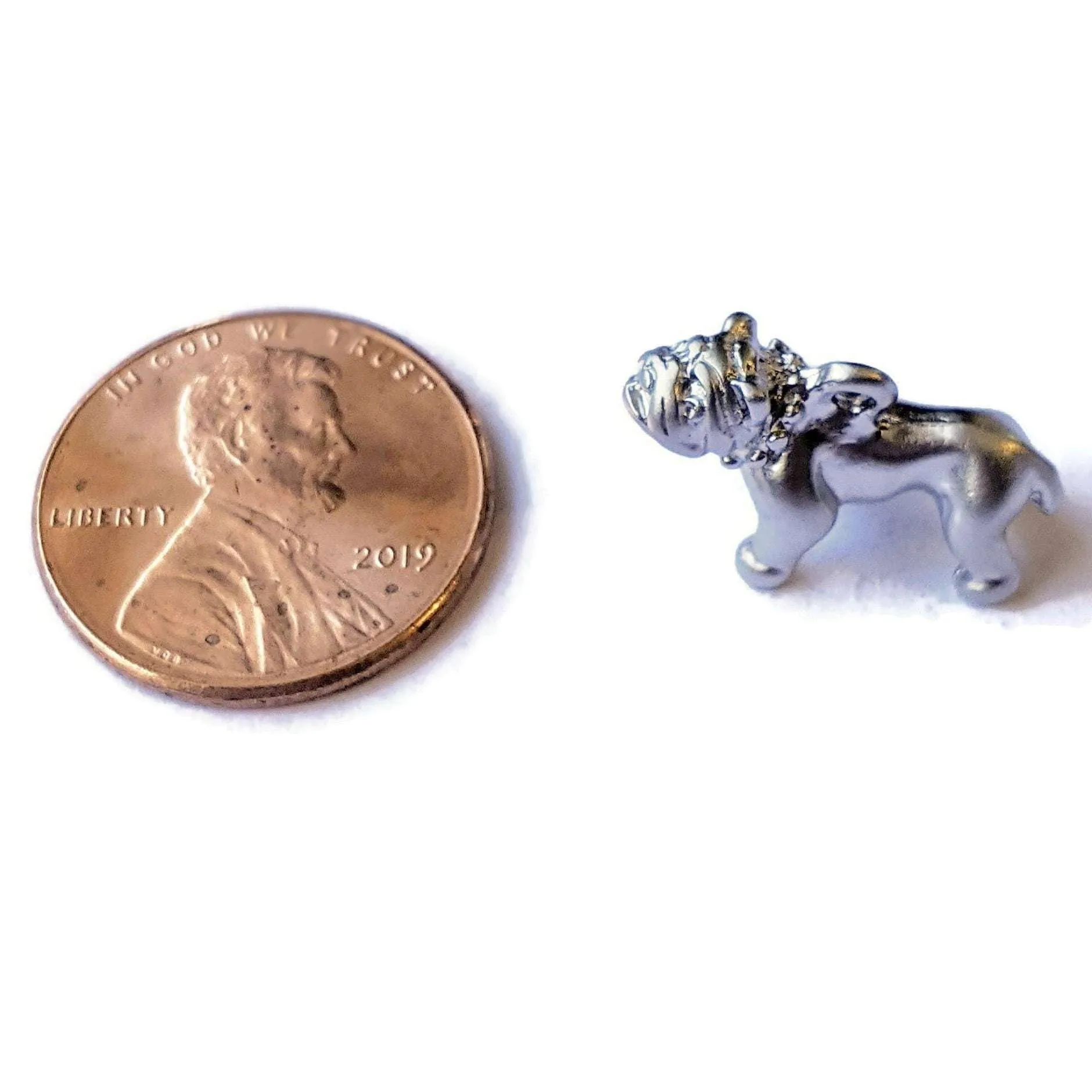 Matte Rhodium English Bulldog Charm