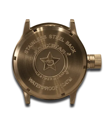 Medium Brown Stressed Leather Cuff Watch Stainless 42MM Sapphire