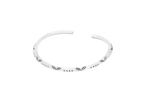 Minimalist stamped leaf triangle silver bangle