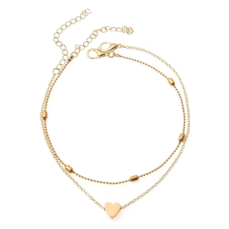 New Fashion Simple Heart Female Anklets Foot Jewelry