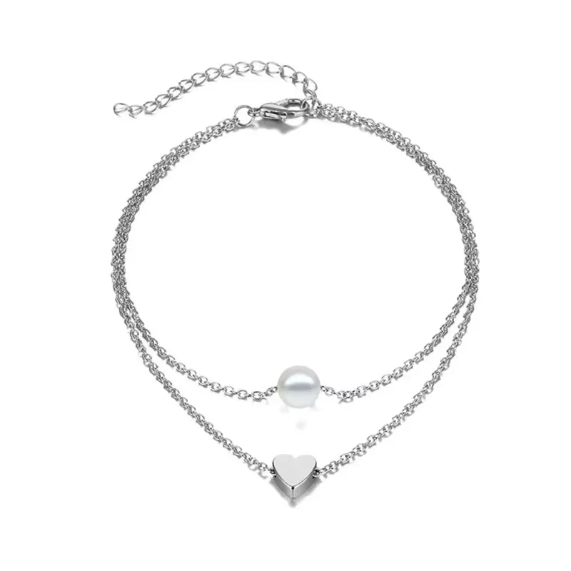 New Fashion Simple Heart Female Anklets Foot Jewelry