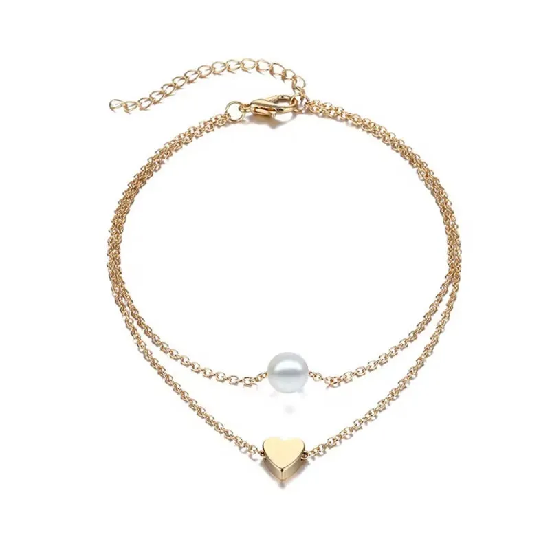 New Fashion Simple Heart Female Anklets Foot Jewelry