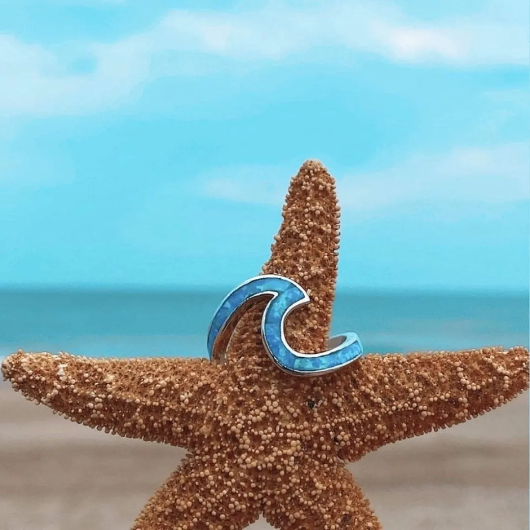Oceana™ | Sea Wave Ring in Opal and Silver