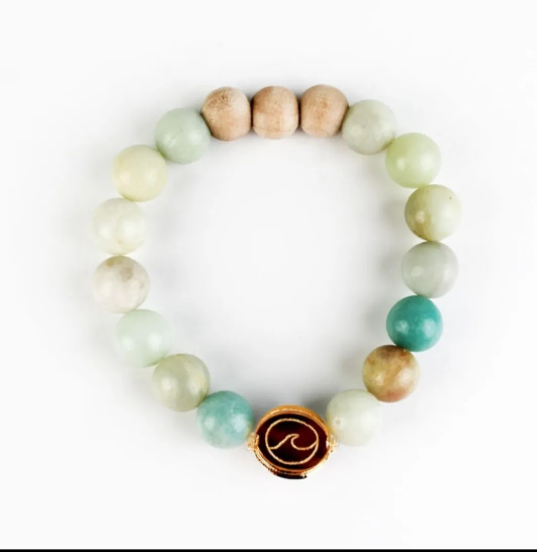 Oil-Diffuser Bracelet - "Wave" Gold Mirror Charm