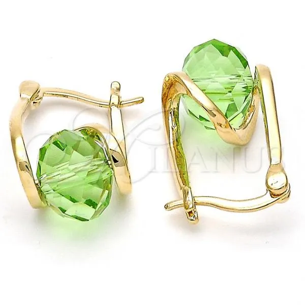 Oro Laminado Small Hoop, Gold Filled Style Spiral Design, with Peridot Crystal, Polished, Golden Finish, 5.120.018