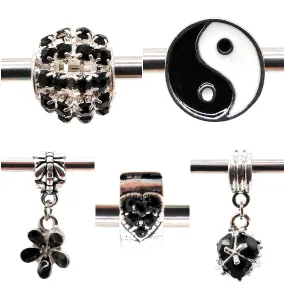 Pandora Inspired Charms - Silver Black
