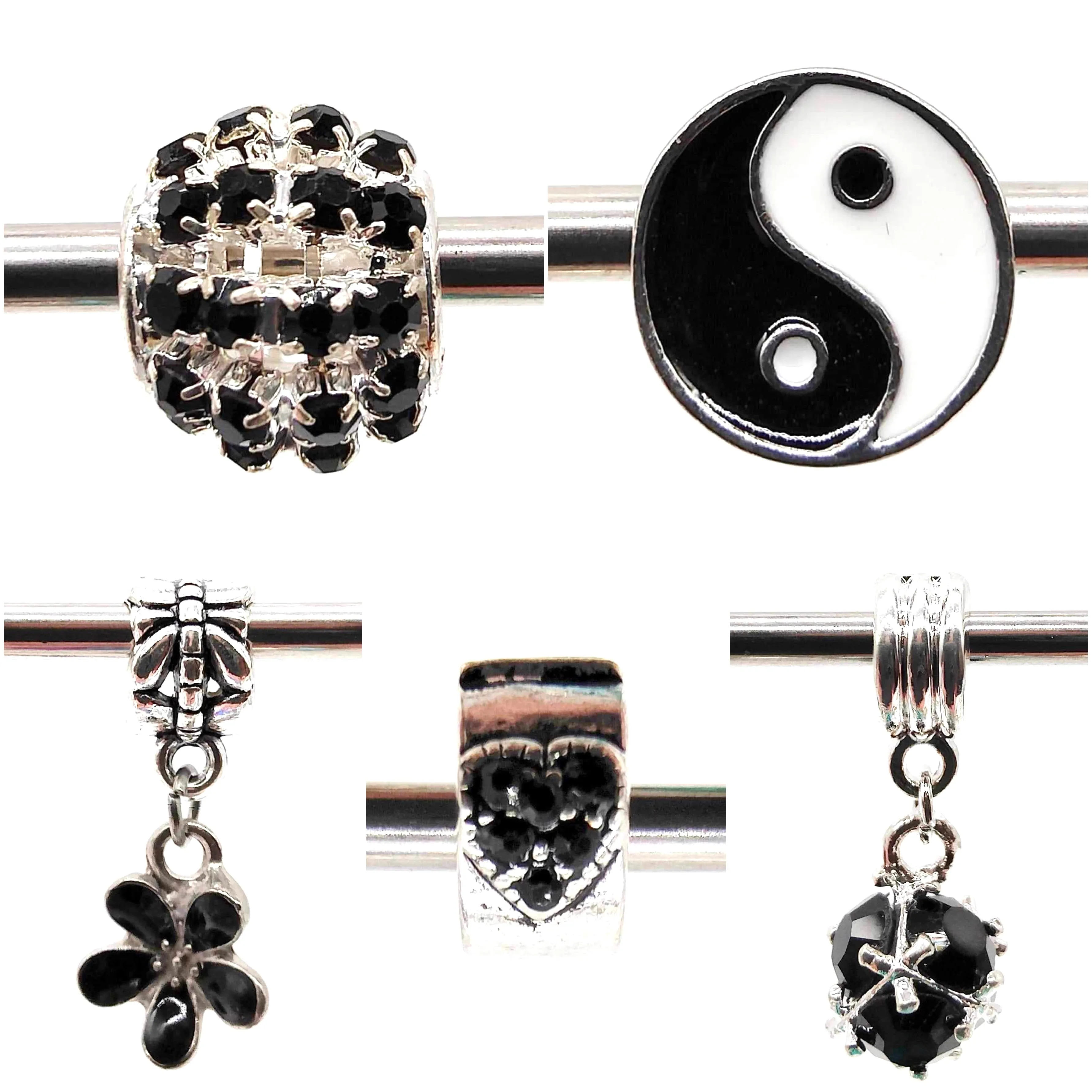 Pandora Inspired Charms - Silver Black