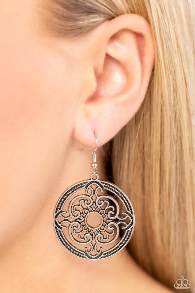 Paparazzi Earring ~ Mandala Meditation - Silver