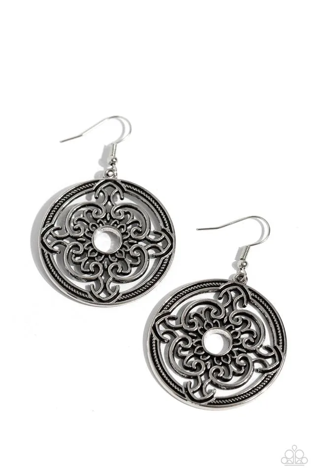 Paparazzi Earring ~ Mandala Meditation - Silver