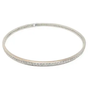 Pave Diamond Eternity Round Bangle Bracelet 18KW 2.38CTW 2.75" Diameter