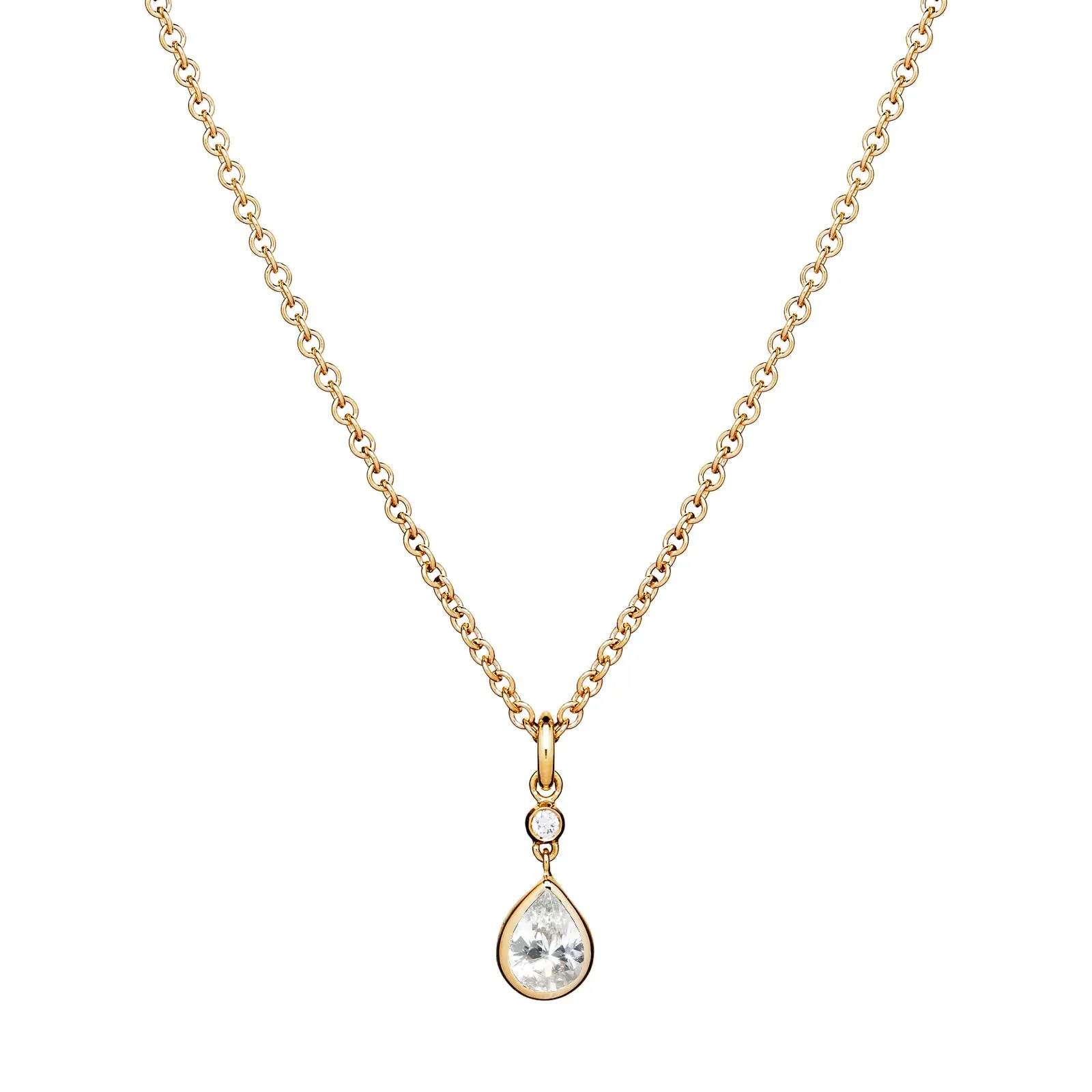 Peardrop Necklace - White Sapphire and Diamond