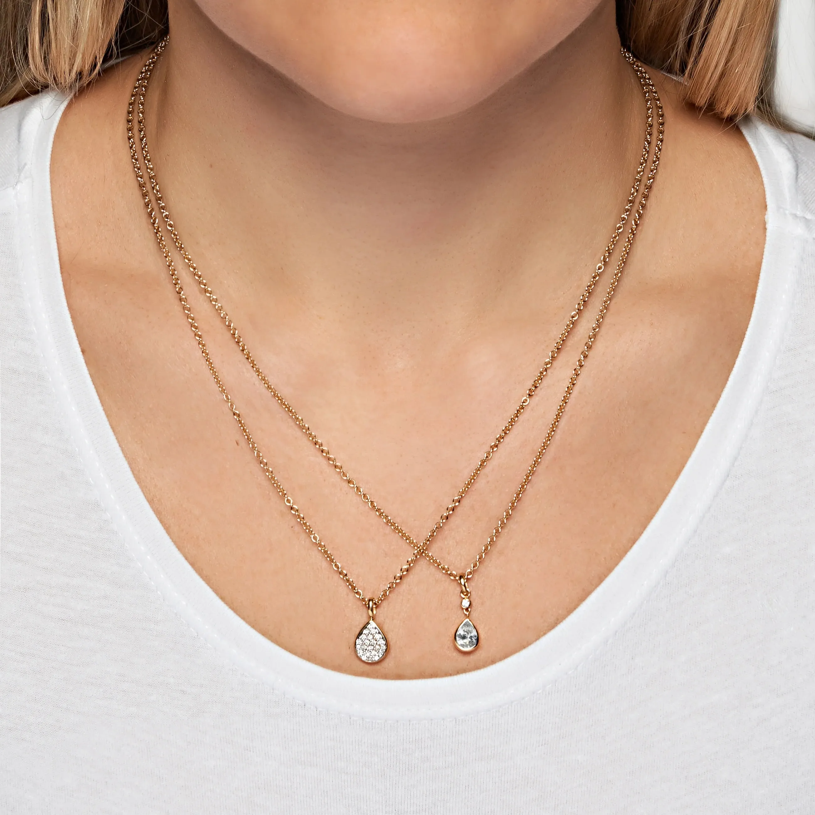 Peardrop Necklace - White Sapphire and Diamond