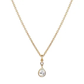 Peardrop Necklace - White Sapphire and Diamond