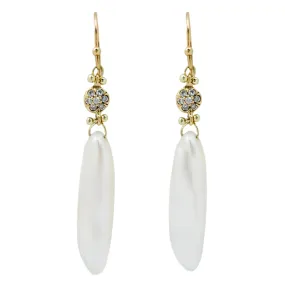 Pearl & Diamond Button Drop Earrings