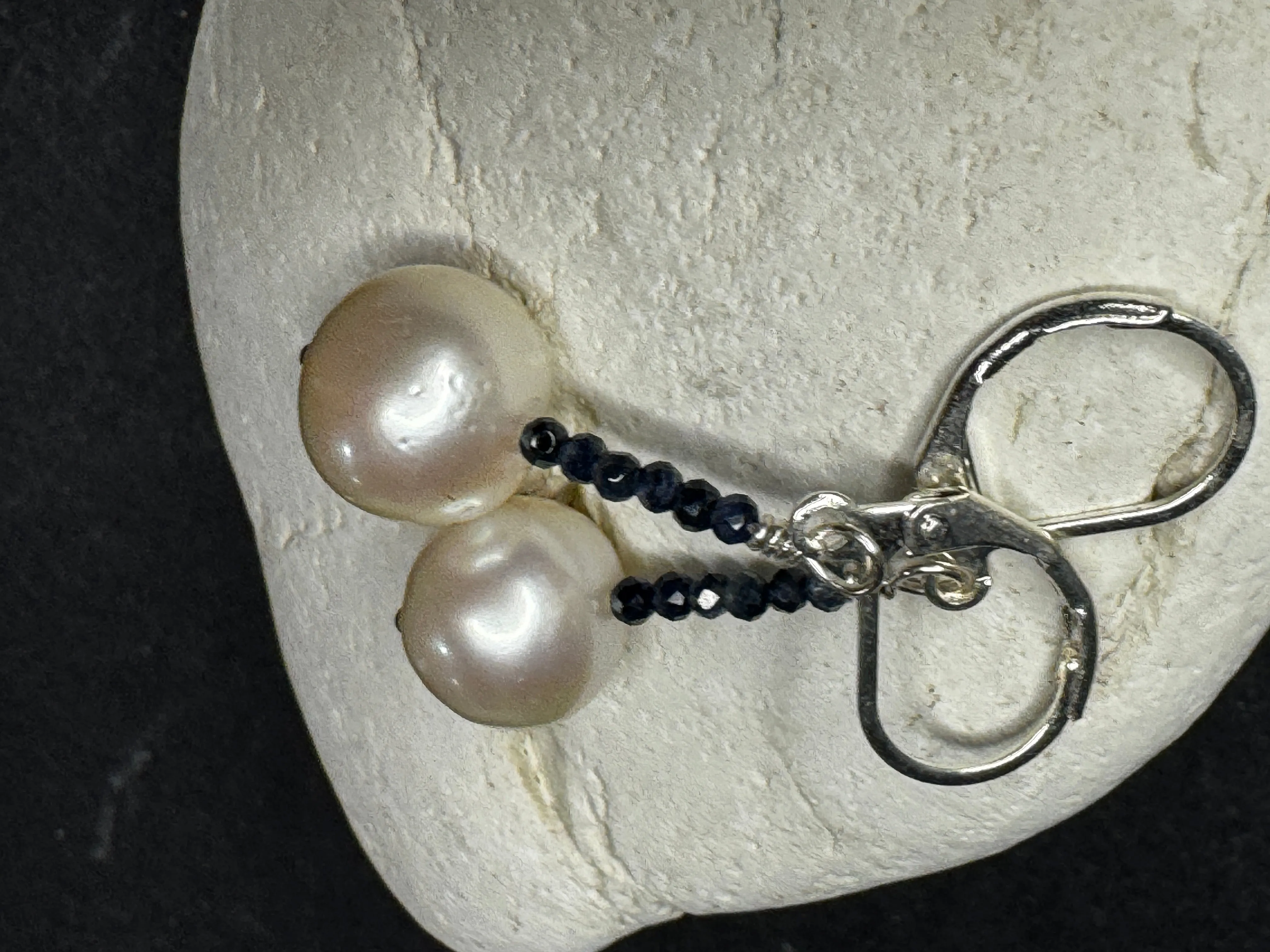 Pearl & Sapphire Drop Earrings