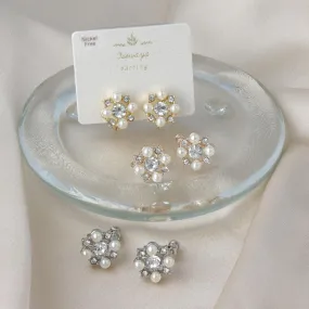 Pearl and Stone Cluster Clip Ons