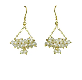 Pearl Cluster Chandelier Earrings